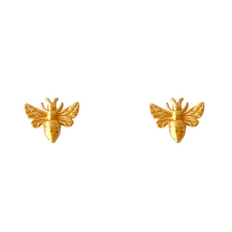 Bronwen Tiny Charm Post Earrings - Honey Bee, Silver - Image 4